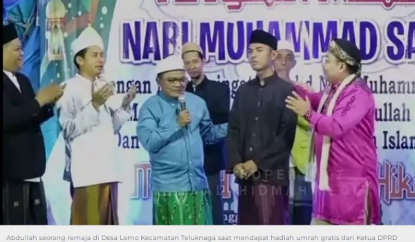 Ketua DPRD Kab Tangerang Berikan Qari Tunanetra Umrah Gratis Untuk Pemuda Desa Lemo
